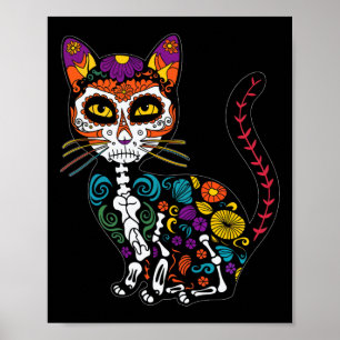 Poster Celebração De Gatos De Crânio De Açúcar Para Pás D