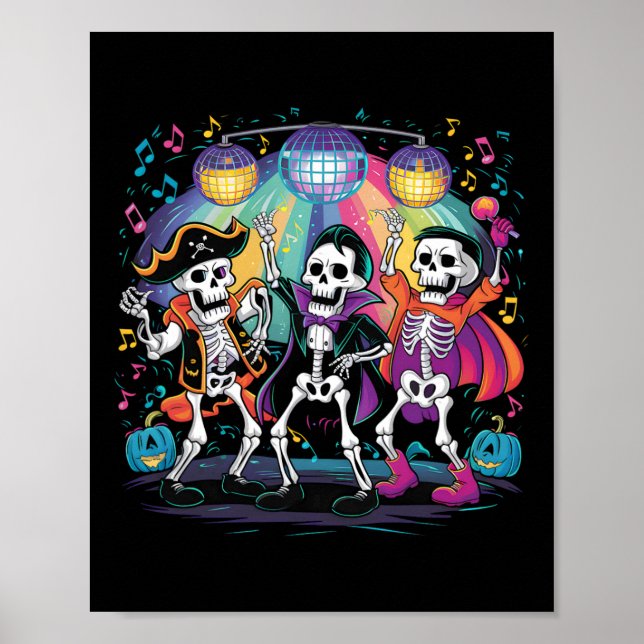 Poster Celebração de Halloween do Skeleton Dance Party (Frente)
