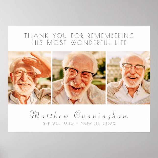 Poster Celebração de Sua Vida Moderna Simples Três Fotos (Frente)