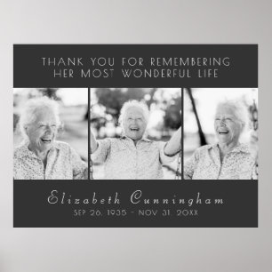 Poster Celebração de Sua Vida Moderna Simples Três Fotos