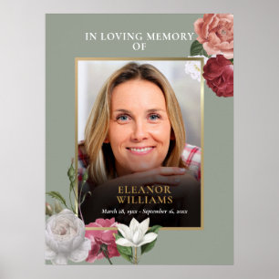 Poster Celebração de Vida com Foto Floral Memorial Fúnebr