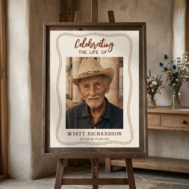 Poster Celebração de Vida Funeral Simples Cowboy Western (Criador carregado)
