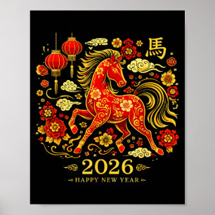 Poster Celebração do Ano do Cavalo do Zodíaco Chinês
