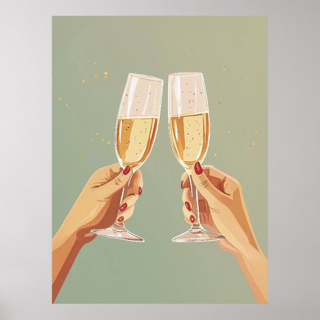 Poster Celebração do Brinde de Champanhe Elegante (Frente)
