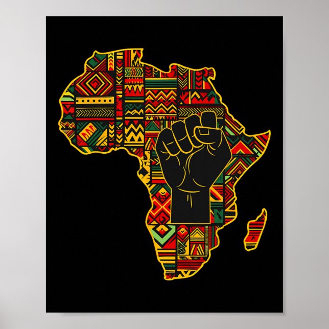 Poster Celebração do Map Africano Fist Black History Mont (Frente)