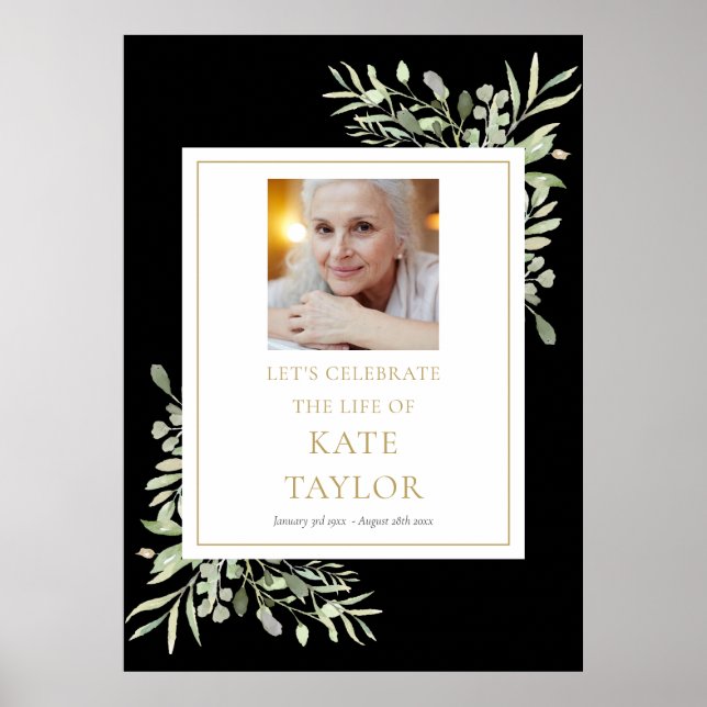 Poster Celebração do Sinal de Vida em Verde Dourado Negro (Frente)