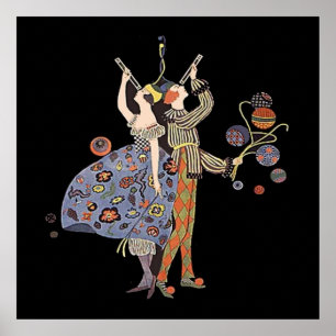 Poster Celebração dos convidados do partido do art deco