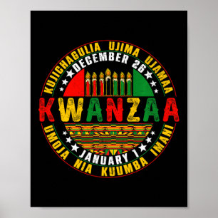 Poster Celebração dos Princípios Kwanzaa Kinara Velas Pan