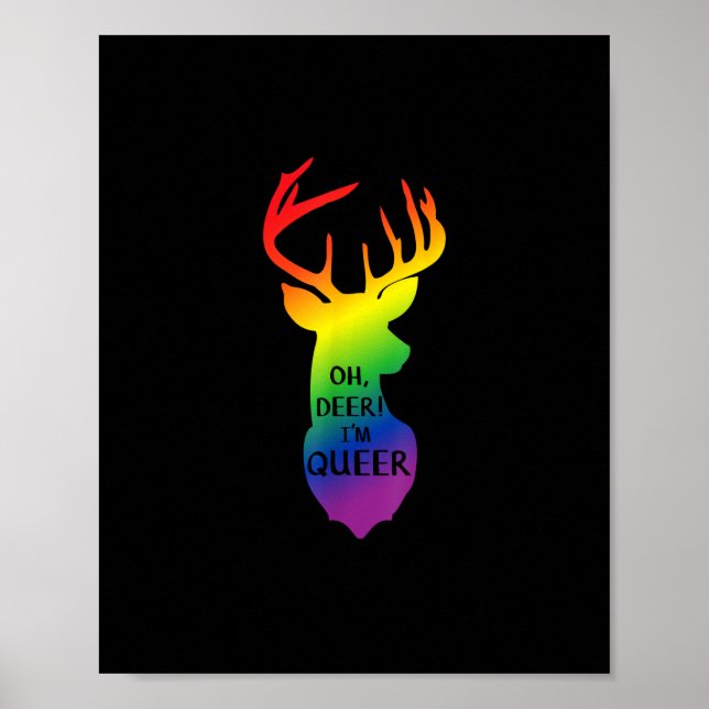 Poster Celebração Engraçada do Orgulho Queer de Oh Deer P (Frente)
