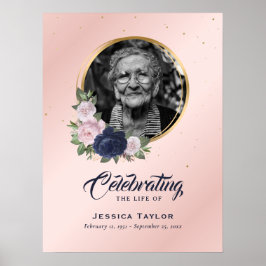 Poster Celebração Floral Personalizada do Sinal Funeral d