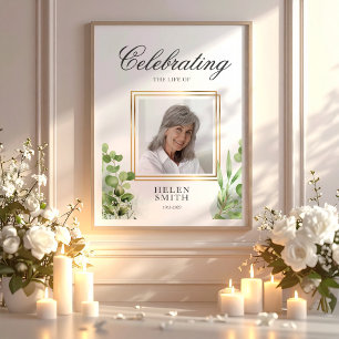 Poster Celebração Memorial da Vida Elegante Vegetação