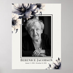 Poster Celebração Memorial em Preto e Branco da Vida
