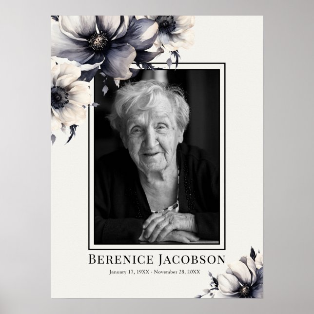 Poster Celebração Memorial em Preto e Branco da Vida (Frente)
