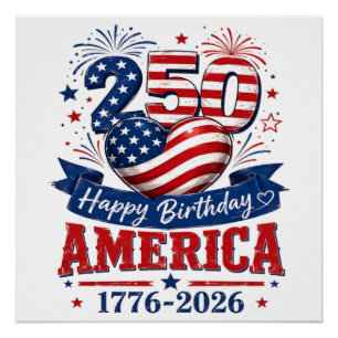 Póster Celebração Patriótica de Aniversário de 250 anos d