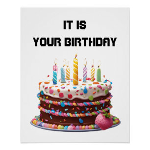 Póster Celebração Personalizada Personalizada de Bolo de
