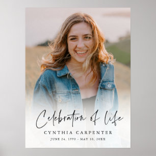 Poster Celebração Simples de Foto Memorial de Funeral de 