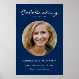 Poster Celebração Simples do Azul Memorial da Foto da Vid