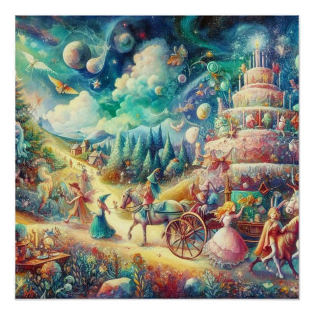 Póster Celebração Wimsical de Aniversário (Frente)