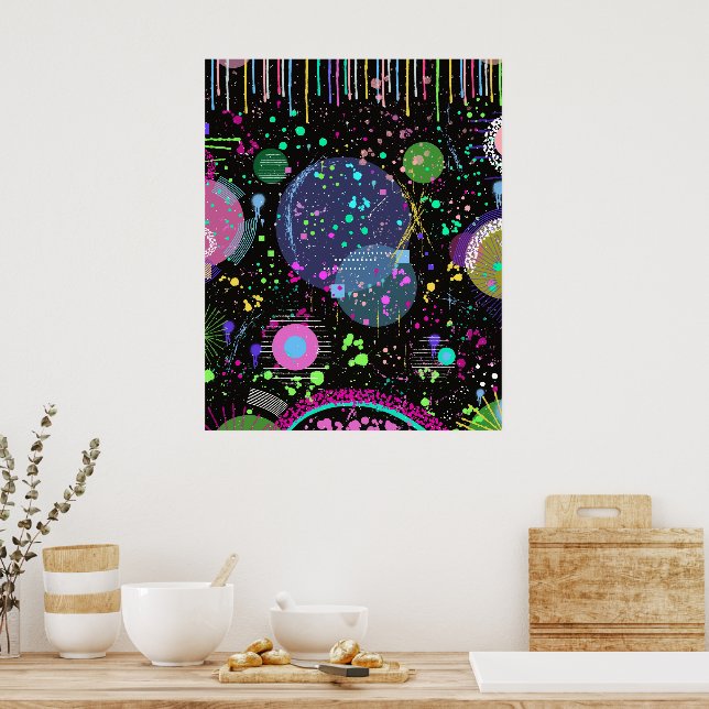 Poster Celebrações Celestiais: Arte Abstrata Maximalista  (Cozinha)