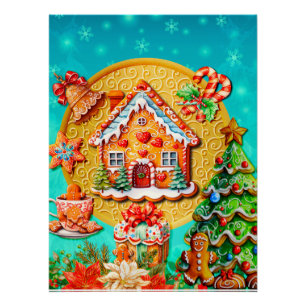 Póster Celebrações com meu Pão de Mel de Natal personaliz
