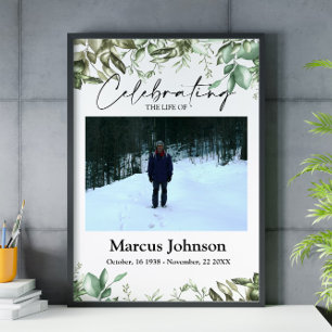 Poster Celebrando a vida 24x36 Folhas verdes Funeral