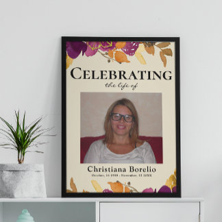 Poster Celebrando a vida Foto Floral Mulher Funeral