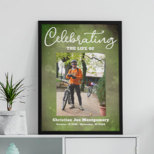 Poster Celebrando a vida Funeral de Foto Verde