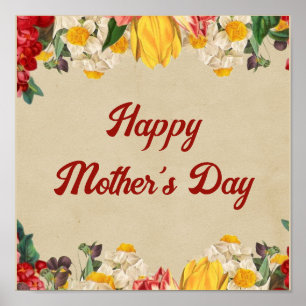 Poster Celebrando o Dia de as mães 2024 com Bright Floral