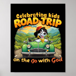 Poster Celebrando Viagem de Carro dos Miúdos em Movimento