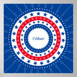Poster Celebrar estrelas vermelhas, brancas e azuis