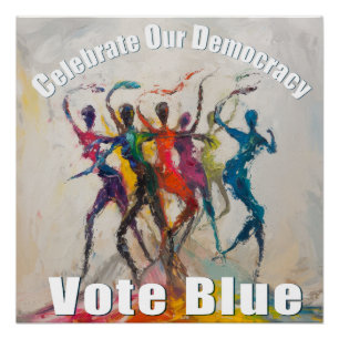 Póster Celebrar Nossa Democracia — Vote Azul