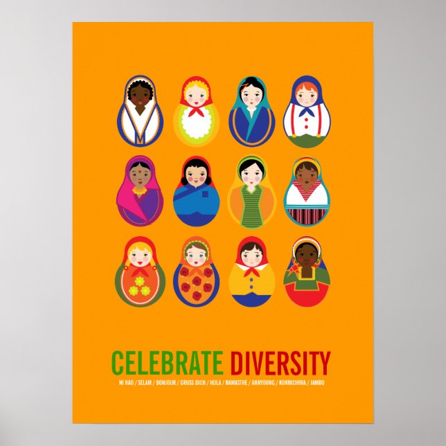Poster Celebrar o Dia Multicultural da Diversidade (Frente)