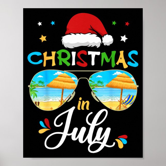 Poster Celebrate Christmas In July Funny Beach Summer Chr (Frente)