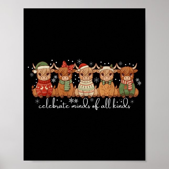 Poster Celebrate Minds Of All Kinds Highland Cow Sped Tea (Frente)