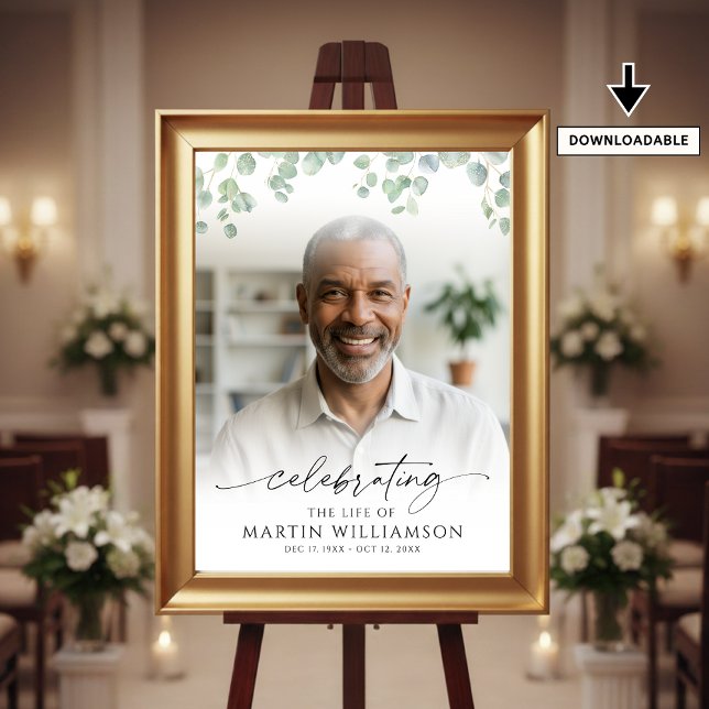 Poster Celebrating the Life Photo Botanical Welcome Sign (Criador carregado)