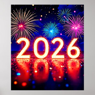 Poster Celebre 2026: Design de Faísca de Futuro Brilhante