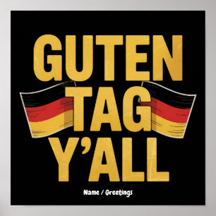 Poster Celebre a Herança Alemã 'Guten Tag Y'all' Divertid