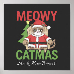 Poster Celebre um 'Meowy Catmas' O Natal Perfeito