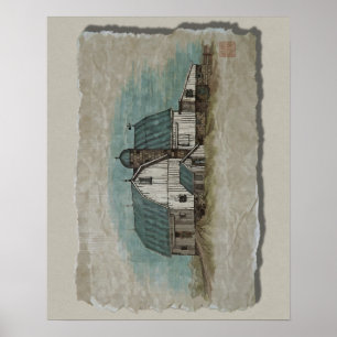 Póster Celeiro branco grande de Amish