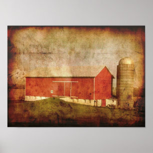 Póster Celeiro-poster velho de Wisconsin