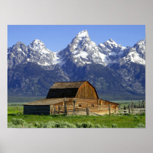 Poster Celeiro solitário em Tetons grande
