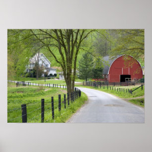 Póster Celeiro vermelho e casa de fazenda perto de Berlim