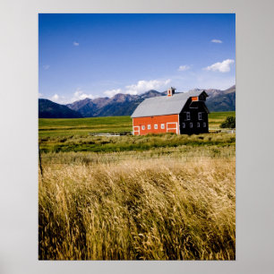 Póster Celeiro vermelho no campo perto de Joseph, Oregon,