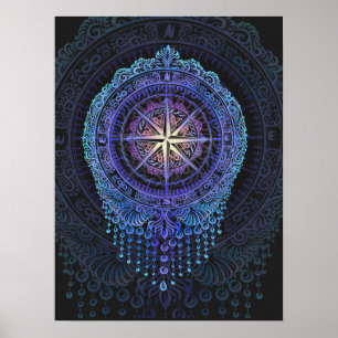 Póster Celestial Compass Mandala