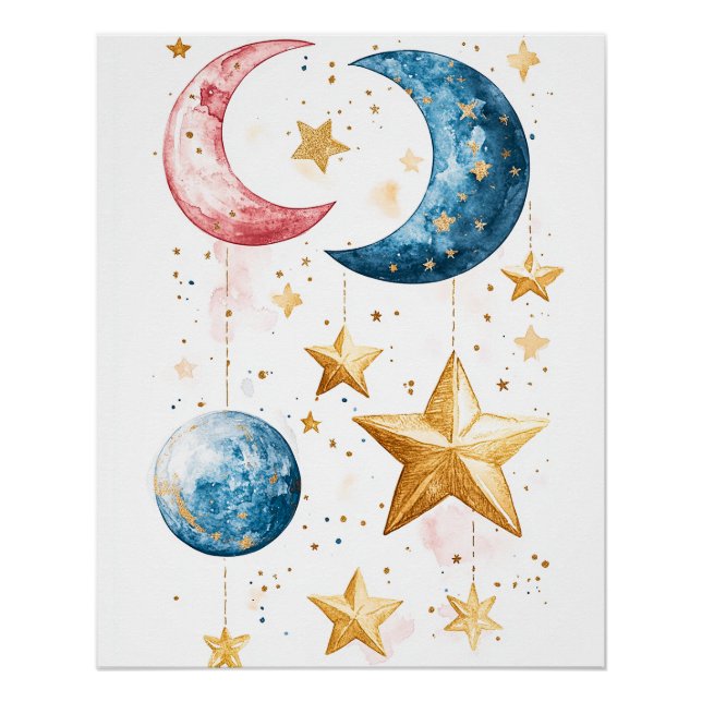 Póster Celestial Dreams Watercolor (Frente)