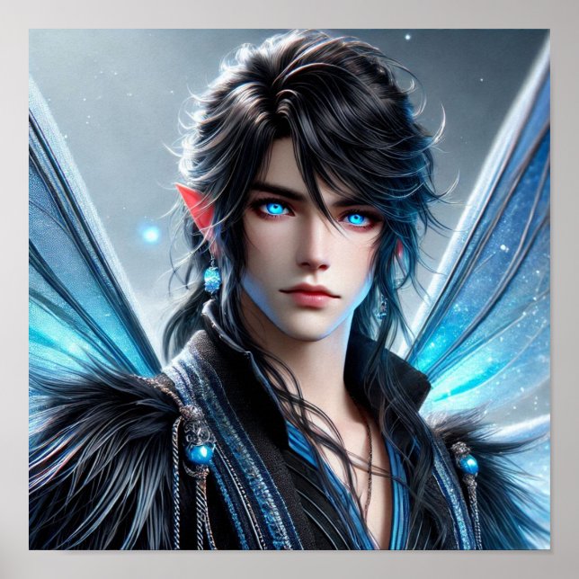 Poster Celestial Fairy Prince with Piercing Sapphire Eyes (Frente)