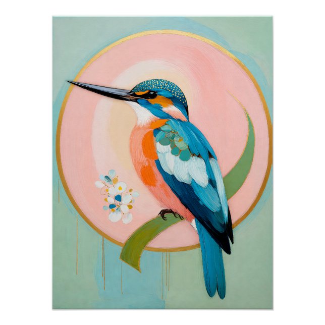 Póster Celestial Kingfisher: A Study in Azure and Gold (Frente)