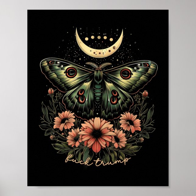 Poster Celestial Luna Moth Sutil Anti Trump (Frente)