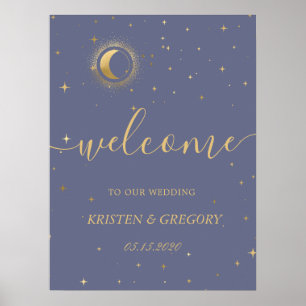 Poster celestial midnight crescent gold Wedding Welcome