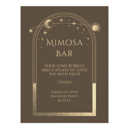 Póster Celestial Mocha Dourada Mimosa Bar Sun Stars